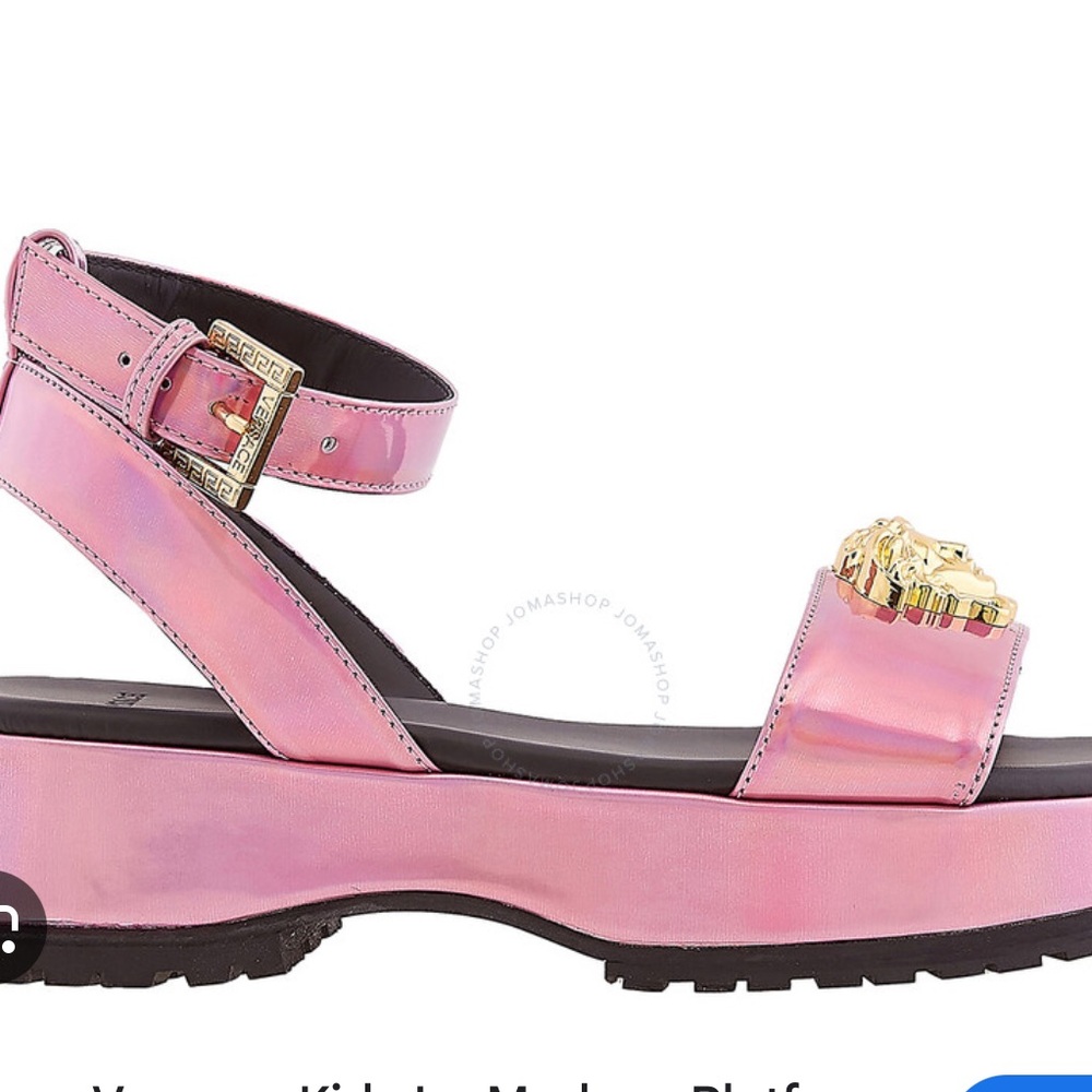 Pink Platform Sandals with Ankle Strap and Chunky Sole
